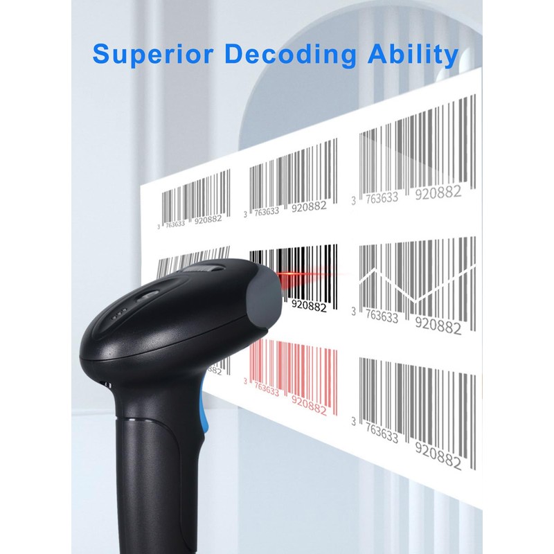 Rabitpos 1D 2D QR Barcode Scanner Wireless, Handheld Cordless Bar