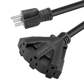 100 ft 12/3 Outdoor Extension Cord, Heavy Duty 3-Outlet SJTW Indoor/Outdoor Three-Prong Power-Cord 12-Gauge Grounded 15-Amp 1875 Watts