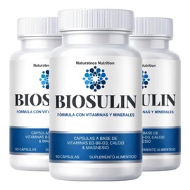 Biosulin 3 Frascos  180 Cápsulas Vitaminas Calcio Magnesio Sin Sabor
