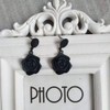 Gold Plated Rose Flower Earrings Black Dangle Drop Jewelry Bridesmaid