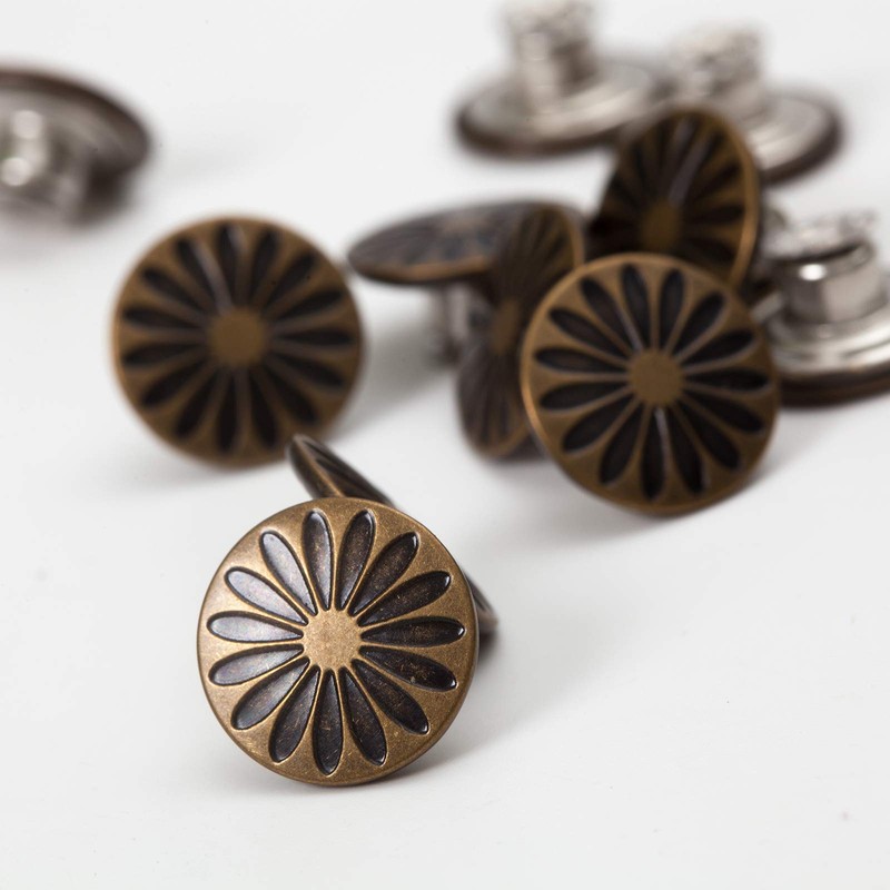 20 Set 17mm Replacement Jeans Buttons - Metal Snap Denim