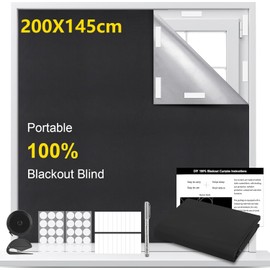 Sylken Blackout Blind,𝟐𝟎𝟎𝐗𝟏𝟒𝟓𝐜𝐦 Portable Blackout Blinds Stick on Blinds for Windows,Temporary Blackout Curtains Suitable for Cutting any Size Shape-for Bedroom,Indoor and Outdoor etc.