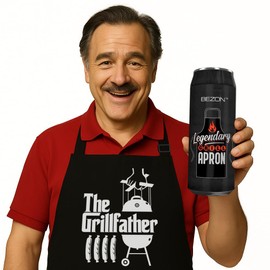 Funny Grill Apron for Men – Beer Can Gift Packaging – Hilarious BBQ Gift for Dad, Husband, or Friend – Heavy-Duty Water-Resistant Canvas – The Grillfather