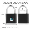 Candado Inteligente Bluetooth App Huella Digital Res Lluvia Color Negro