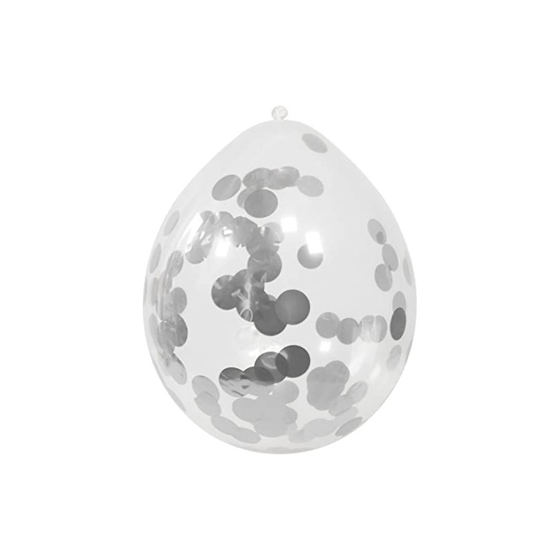 Folat 4 Confetti Balloons Silver / 30 cm