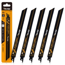 TOLESA Heavy Metal Cutting Reciprocating Saw Blades 9 Inch 14TPI for Pipe, Rebar, Bi-Metal Sabre Saw Blades 5 Pack