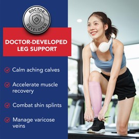 Dr. Arthritis Calf Compression Sleeves for Men and Women, Doctor Developed Calf Wrap,Medical Footless Compression Socks (Small, Pink, 1 Pair)