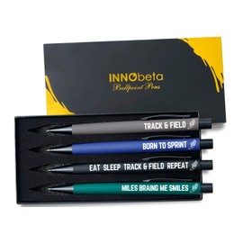 InnoBeta Track and Field Gifts, Ballpoint Pen Set of 4, Appreciation Gifts for Track and Field Senior, Coach & Athletes on Birthdays, Christmas - 01