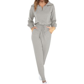 ANRABESS Women's Two Piece Outfits Sweater Sets Long Sleeve Zip Up Knit Pullover Jogger Pants Tracksuit 2024 Fall Lounge Sets Medium