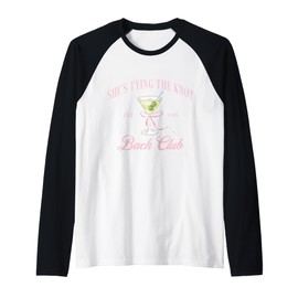 She's tying the knot Bridal Shower Coquette Bow Bachelorette Raglan Baseball Tee