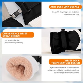 Risipu Kids Ski Gloves Winter Waterproof Gloves Warm Fleece Gloves Snowproof Snowboard Gloves Cold Weather Gloves for 4-12 Boys Girls (Black, S)