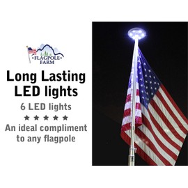 Titan Solar Flag Pole Light with 6 Bright LED Lights - 287 Lux Downlight Outdoor Flagpole Lighting for 15 to 25 Ft Flagpoles, 1/2 inch Fitting and Auto Dusk to Dawn to Ensure Flag is Properly Lit