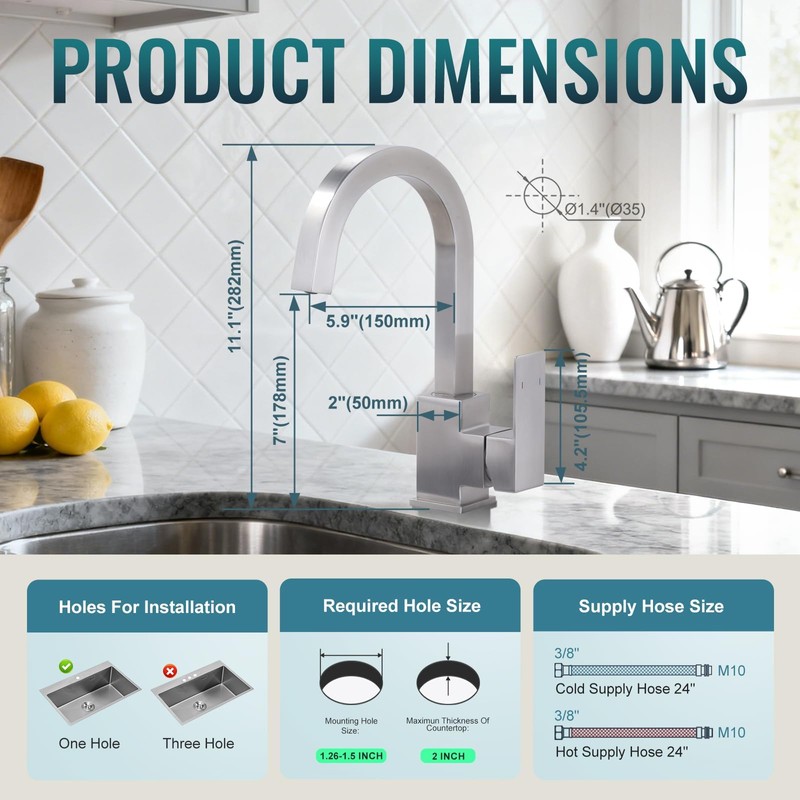 ALEASHA Bar Sink Faucet, Bar Sink Faucet Single Hole, Stainless