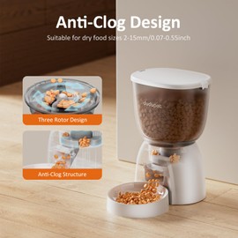 5L/21 Cup Automatic Cat Feeder, Timed Cat Dry Food Dispenser, Automatic Pet Feeders Dual Power Supply, 6 Meal Programmable 1-20 Portion Cats Feeder, Auto Dog Feeders,Pet Food Dispenser for Cats, Puppy