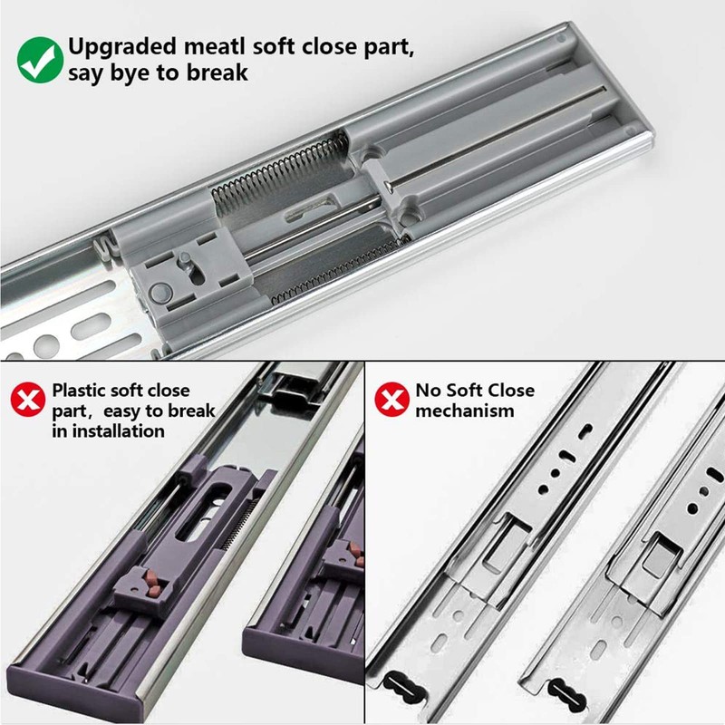 LONTAN 5 Pairs 18 Inch Soft Close Drawer Slides Side