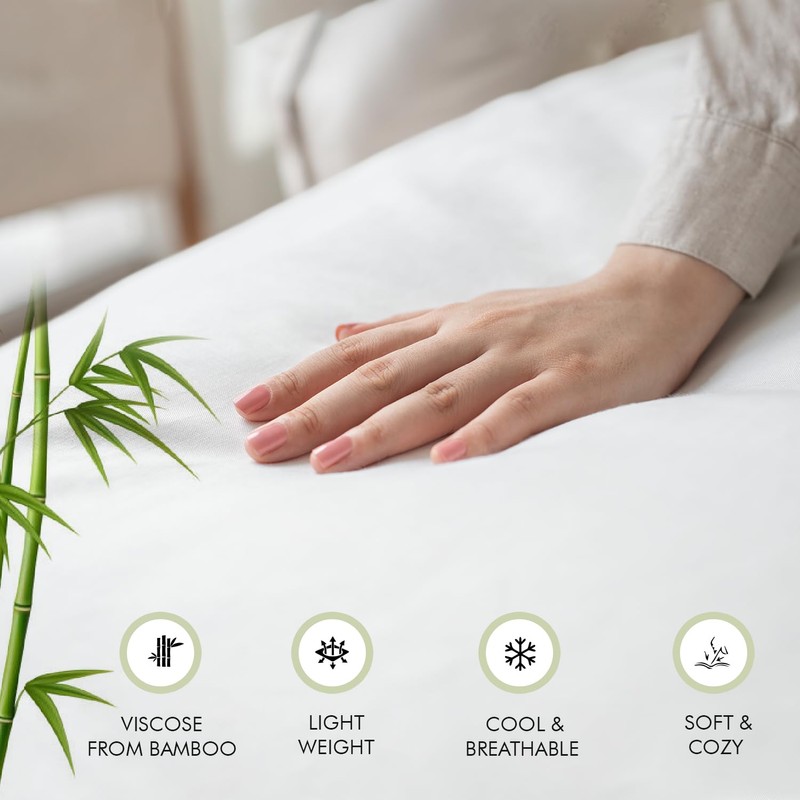 LINENWALAS Organic Vegan Bamboo Fitted Sheet with Pillowcase, Deep Pocket