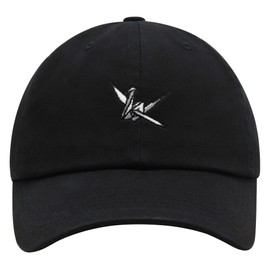 JPAK Origami Crane Premium Dad Hat Embroidered Cotton Baseball Cap Paper Swan Black