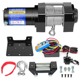 TFGCSG 3500LBS Winch, 3500LBS ATV UTV Truck winch, 12V 3500LBS Steel Cable Winch, with Roller Fairlead & Control Box & Wireless Remote Control & Mounting Plate, 12 volt winch