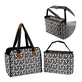 Hamur Home Pram Organiser Bag for Moms | 2-in-1 Baby Pram Bag and Changing Mat | Waterproof & Practical Stroller Bag | Buggy Organiser & Pushchair Accessories (502 - Black and White)