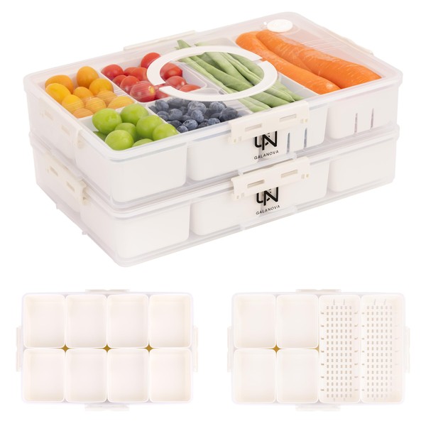 Galanova Stackable Snackle Box Container with 2 Lids - BPA-Free