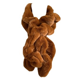 Lina & Lily Elastic Ruffle Faux Fur Women's Winter Pull-through Scarf Neck Warmer (Light Brown)