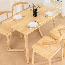 DELAVIN 47.2 Inch Solid Wood Dining Table, Mid Century Modern Oak Kitchen Table for 4, Farmhouse Rectangular Dining Room Table, Easy Assembly, Natural