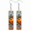 the fun things Faux Stained Glass Pumpkin Earrings Bar Wood