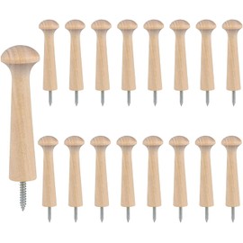 20 pcs Wood Wall Hooks Natural Wooden Coat Hooks Coat Wall Natural Mounted Peg Screw-On Shaker Solid Unfinished Racks for Hanging Hat Bags Clothes Hangers Coats Hats Towels
