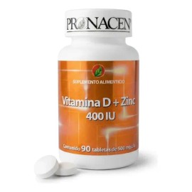Vitamina D Con Zinc Pronacen 90 Tabletas 400 IU Suplemento Alimenticio Vitamina D3 Zinc Calcio 500 Mg Cu Presentacion Frasco 90 Porciones Sin Sabor...