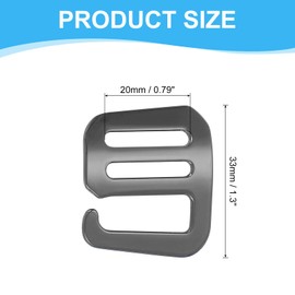 PATIKIL g Hook Webbing Slide Buckles 20mm, 1 Pair Metal g Hooks Webbing Buckles Clips Adjustable Buckle for Backpack Luggage Straps Webbing Outdoor Belt Hardware, Grey