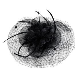 Nivofu Fascinators Hats,Tea Party Hats,Bridal Wedding Hat Mesh Feather Headpiece (Black)