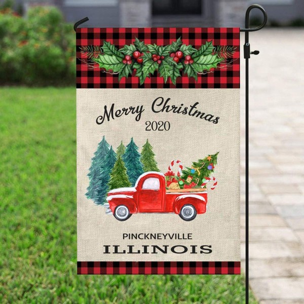 Christmas Garden Flags 12x18 Inch - Welcome Red Black Buffalo