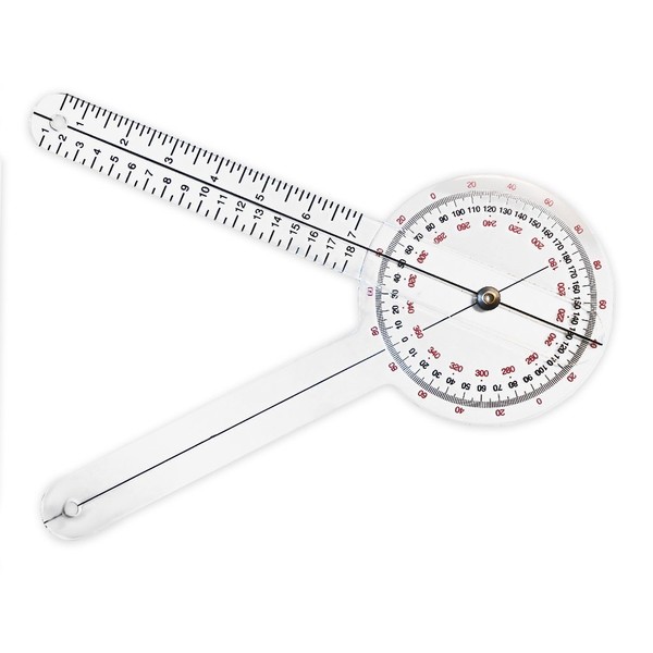 Rehabilitation Advantage 12" Plastic Goniometer 360 Degree ISOM, Clear, 0.1