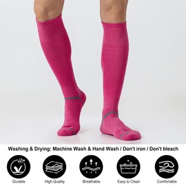 FYTUTESE 3 Pack Soccer Softball Baseball Socks Football Socks Youth Men and Women Pink Small