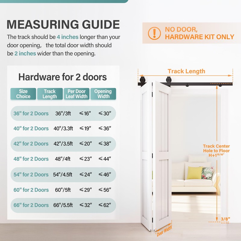 WINSOON Bifold Barn Door Hardware: Smooth Quiet Bi-fold Barn Door