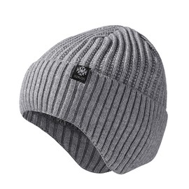 CCAIPU Winter Ear Flap Knit Beanie Hat for Men,Stretchy Windproof Knitted Skull Cap Stocking Cap with Ear Warmer for Running Cycling Outdoor Sports (UK, Alpha, One Size, Grey)
