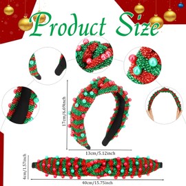 Semato Christmas Headbands for Women Hair Knotted Headband With Pearl Hair Band for Women Non Slip Headband Wide Christmas Accessories