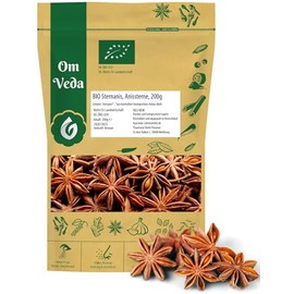 Star Anise Organic Real Star Anise, 200 g, with Breakage, Anise Stars, Premium Organic Quality for Cooking Decorating, Organic Star Anise OmVeda