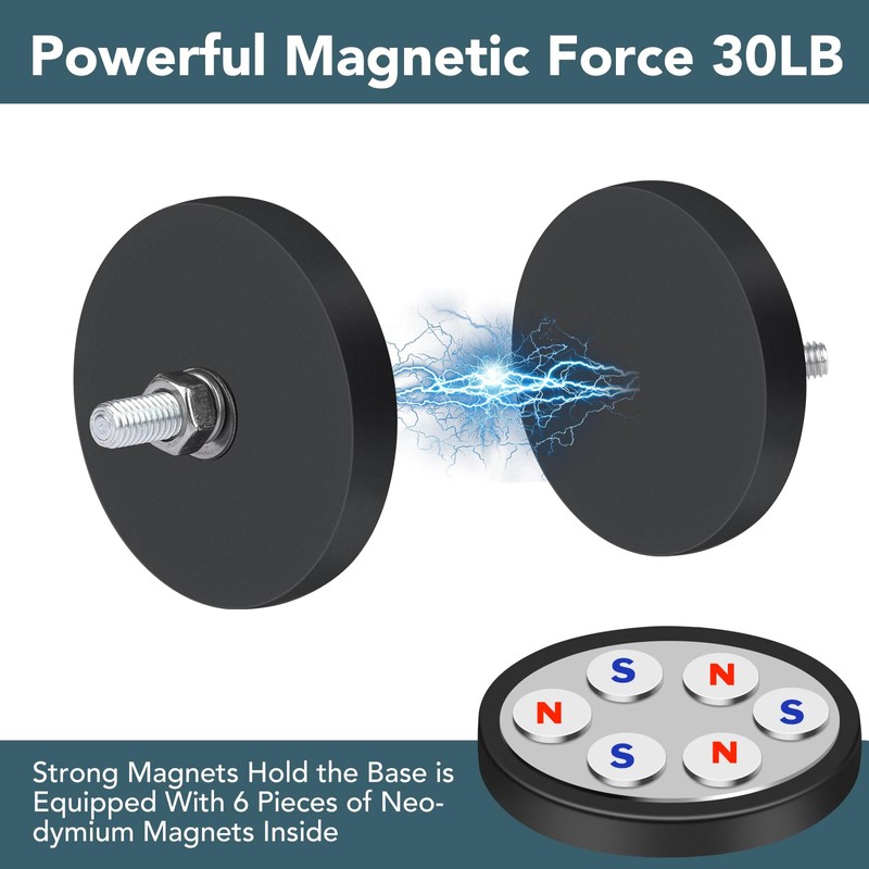 DIYMAG 12Pcs Rubber Coated Magnets, Adhesive Power 30LBS Anti-Scratch Neodymium
