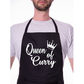Print4U Queen Of Curry Ladies Funny Slogan Novelty Cooking BBQ Apron Black