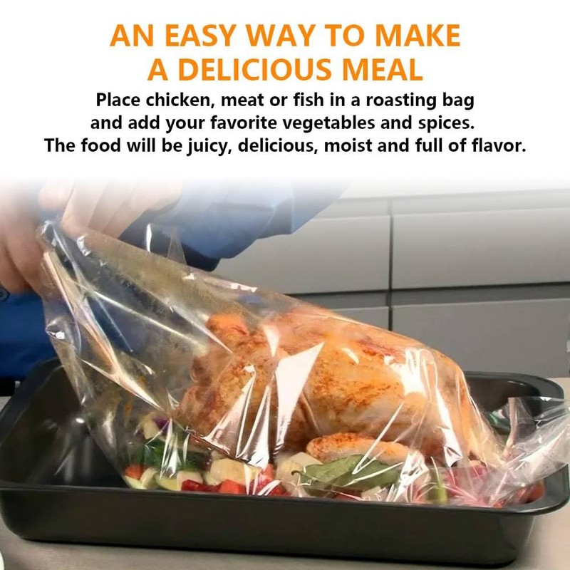 Henyall 24pk Roasting Bags for Oven (Including Ties),Multi-Purpose Cooking Bags