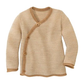 Disana Melange jacket, 100% organic merino wool GOTS, IVN Best | with wrap closure | newborn baby toddler child unisex | made in Germany, Caramel Natural