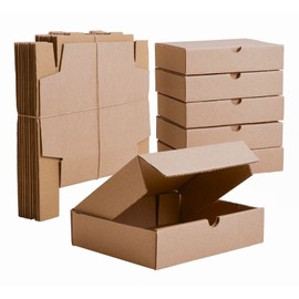 IPEA Flat Folding Boxes 21 x 15 x 5 cm for Shipping, E-Commerce, Gifts - Pack of 10 - Made in Italy - Square Multi-Purpose Boxes for Packing Items, Events, Parties - Boxes