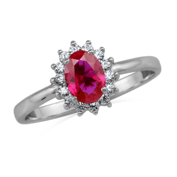 Silvershake Petite 7X5mm Simulated Oval Shape Red Ruby White Gold