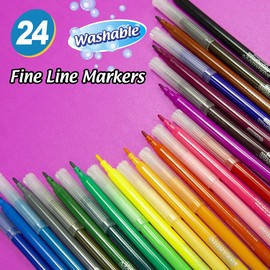 BAZIC 1282 24 Fine Line Washable Watercolor Markers