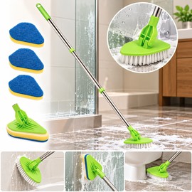 Telescopic Triangle Sponge Cleaning Brush for Home – Extendable Stainless Steel Handle for Bathroom, Floors & Glass