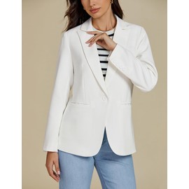 luvamia Women's Blazers White Jacket Business Casual Clothes for Women Cream White Size Small Size 4 Size 6