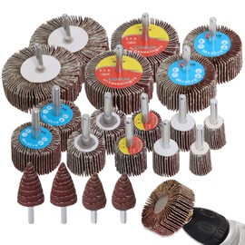 Flap Sander Set 80 Grit Flap Sander Sanding Attachment - 20 Pieces, 6 mm Pen Grain 8 Different Diameters 80/60/50/40/30/25/20/16 mm for Drill, Cordless Screwdriver, Straight Grinder