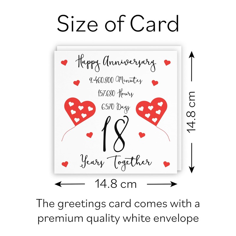Hunts England - 18th Wedding Anniversary Card - 18 Years