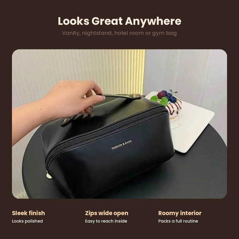 Women’s Cosmetic Box Bag – Large Travel Makeup Case with